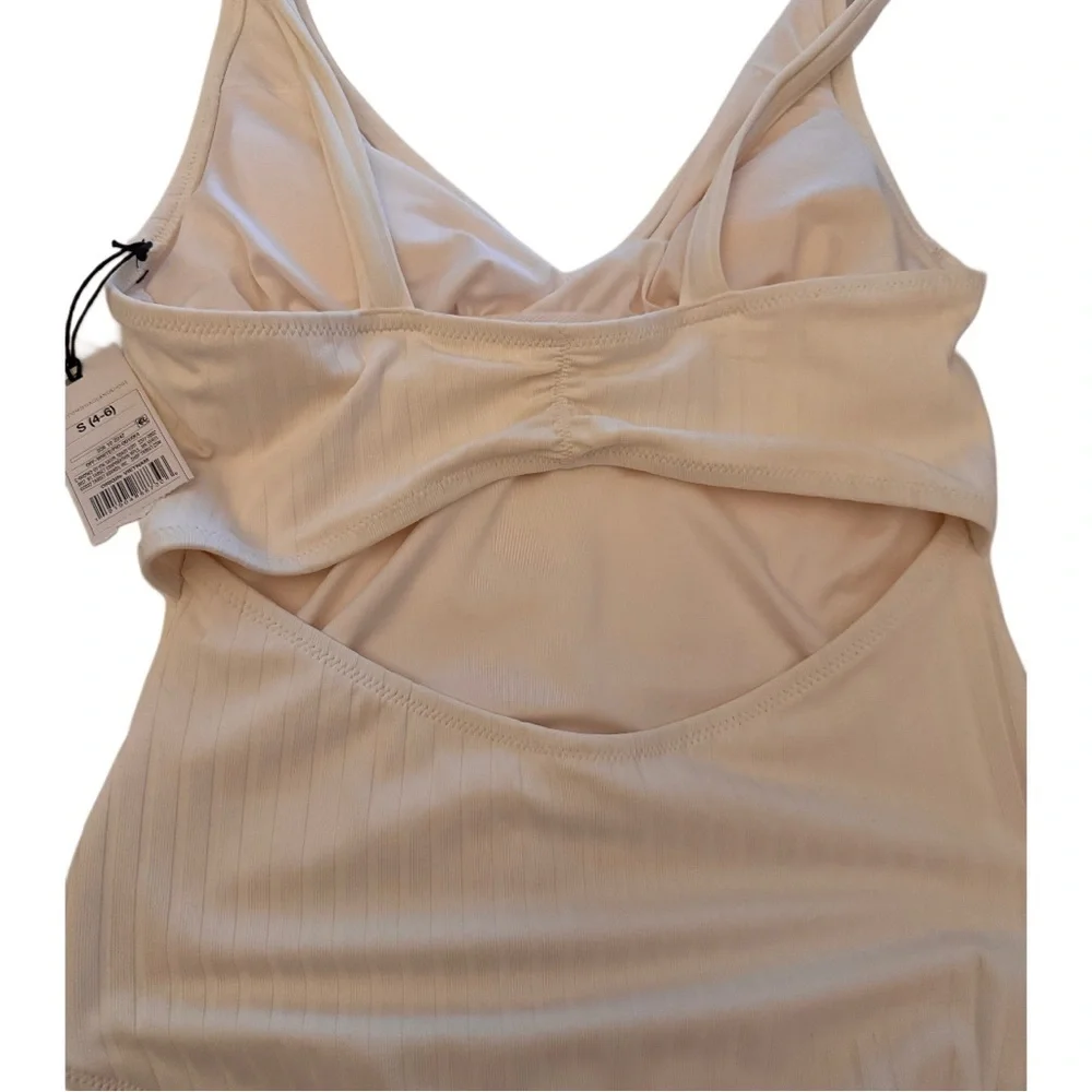 Shade & Shore Swimsuit Women's S (4-6) Off White Ribbed One Peice NWT - Picture 5 of 7